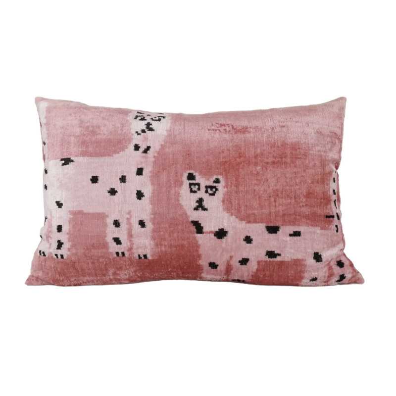 Pink Silk Velvet Animal Accent Pillow
