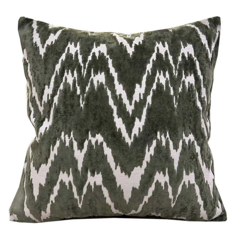 Forest Green and Cream Velvet Pillow