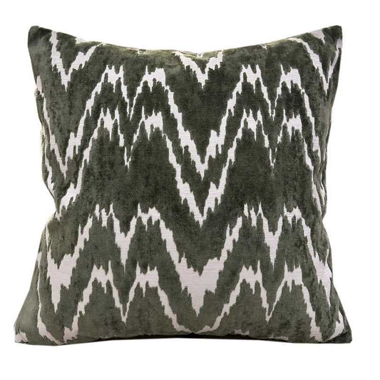 Forest Green and Cream Velvet Pillow