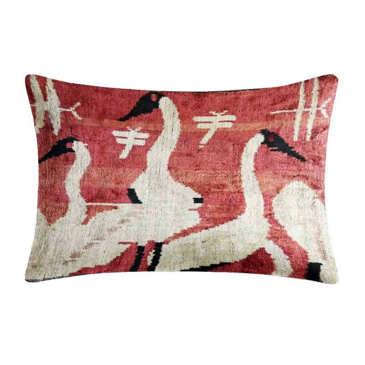 Tsuru Silk Velvet Throw Pillow