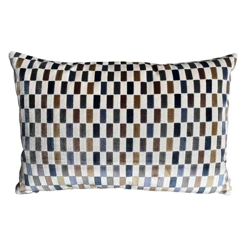 Checkered Velvet Reversible Pillow