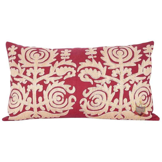 Vintage Samarkand Embroidered Cotton Pillow