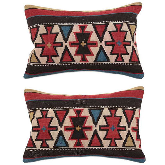 Ikat Kilim Lumbar Pillows - Set Of 2