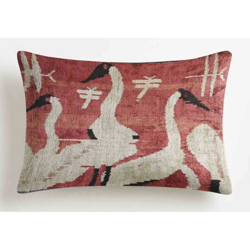 Tsuru Silk Velvet Throw Pillow