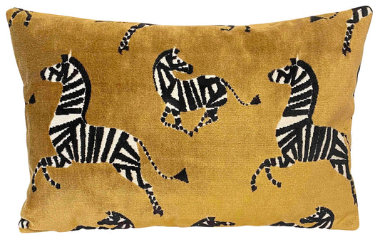 Zebra Velvet Accent Lumbar Pillow