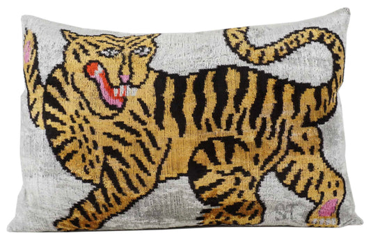 Tiger Silk Velvet Lumbar Pillow