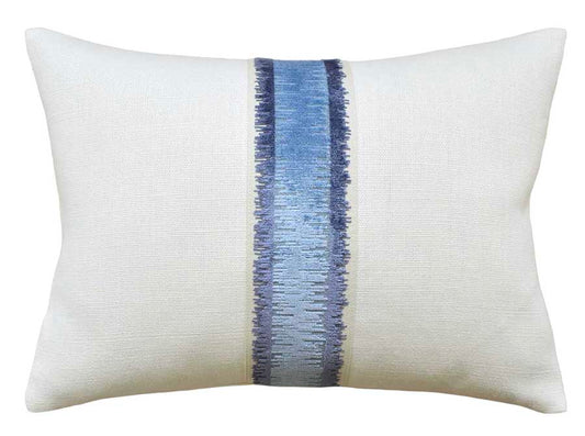 Designer Lumbar Accent Pillow - Mineral Blue Fabric Tape