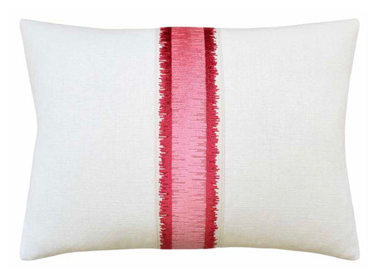 Designer Lumbar Accent Pillow - Raspberry Fabric Tape