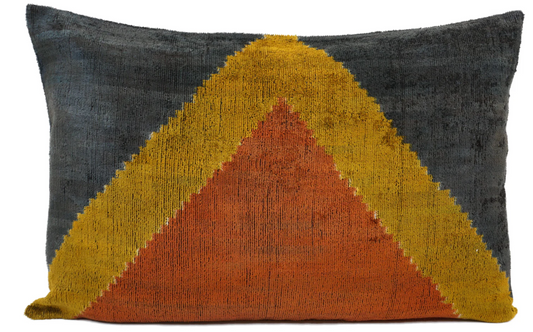 Silk Velvet Ikat Accent Pillow
