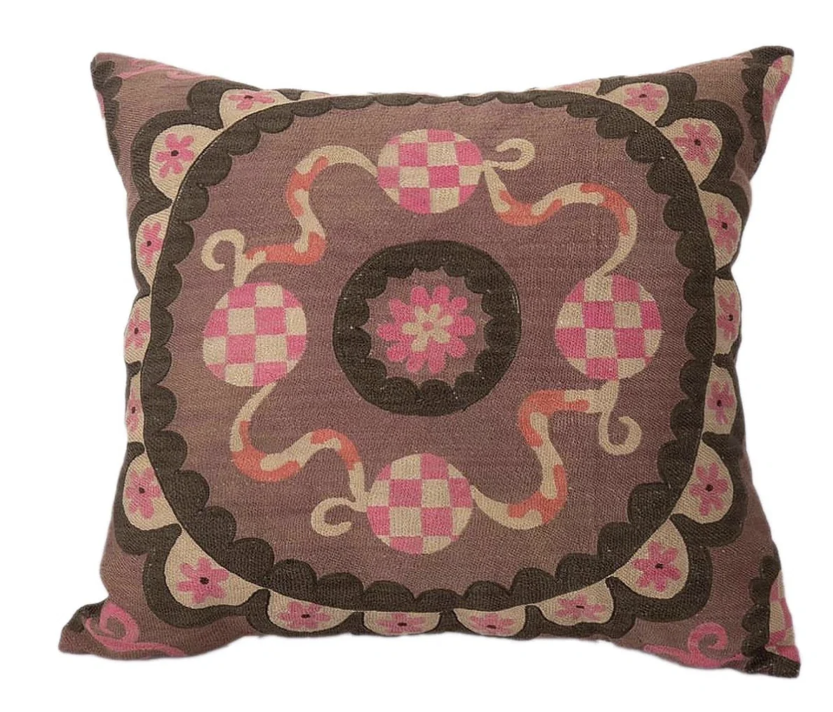 One-Of-A-Kind Vintage Samarkand Embroidered Accent Pillow