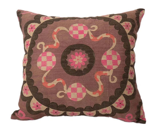 One-Of-A-Kind Vintage Samarkand Embroidered Accent Pillow