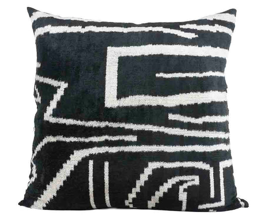 Conjuro Tribal Ikat Silk Velvet Euro Pillow