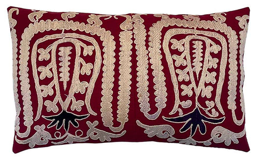Vintage Hand Embroidered Lumbar Pillow