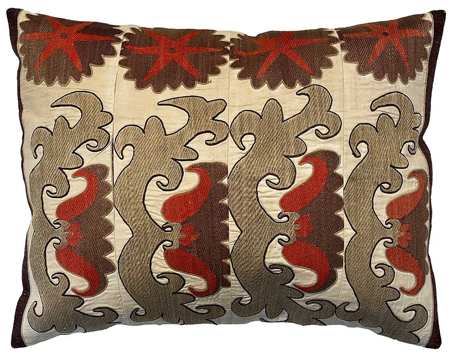 Rare Vintage Embroidered Uzbekistan Accent Pillow