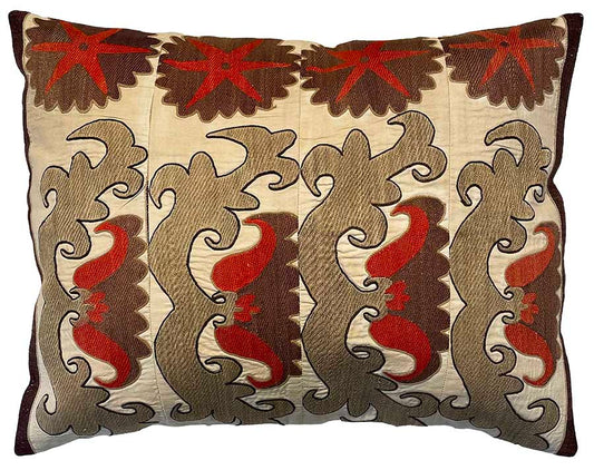 Rare Vintage Embroidered Uzbekistan Accent Pillow