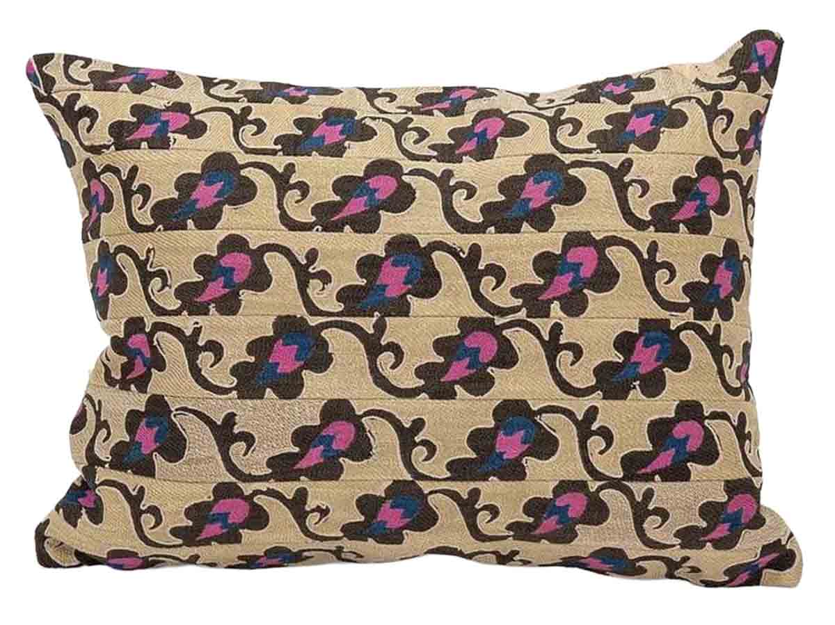 Vintage Suzani Ikat Hand Embroidered Pillow