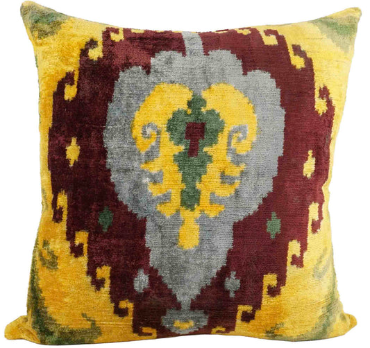 Silk Velvet Ikat Accent Pillow